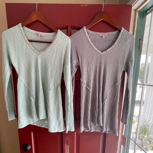 Juicy Couture Tops - NWT JUICY COUTURE long sleeve waffle knit tops with rhinestone V-neck line.